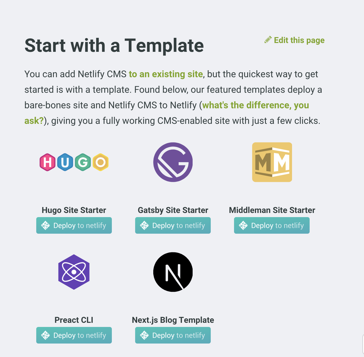 NetlifyCMS | Choose a template